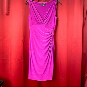 Hot Pink Sleeveless Lauren Ralph Lauren Wrap Dress